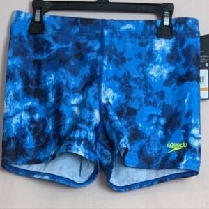 Speedo Tie Dye Square Leg Swim Trunks on Ibiza Blue size Small